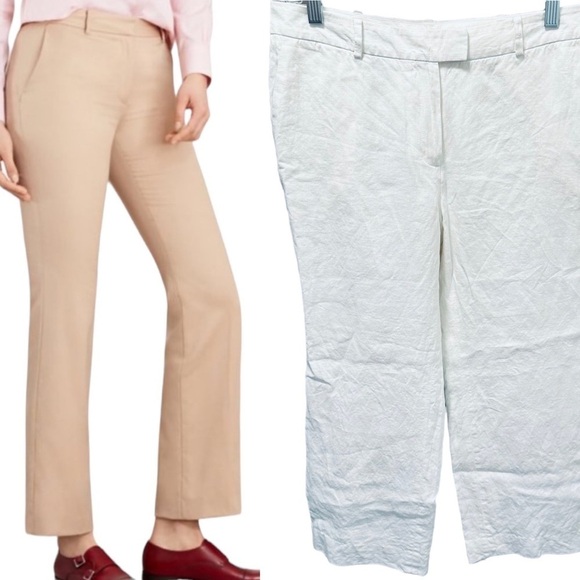Brooks Brothers 100% Linen White Summer trouser ankle crop Pants Catherine Fit - Picture 1 of 6